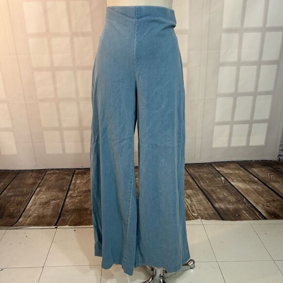 INC International Concepts light Blue Denim chambray wide leg Pants Size 10 - Picture 2 of 10